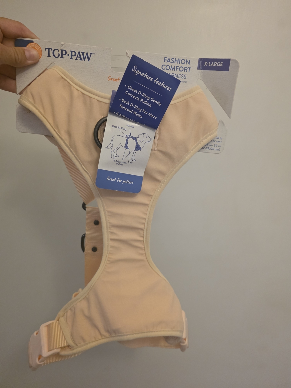 Top Paw Peach/Pale Pink Fashion Comfort Dog Harness - X-Large
